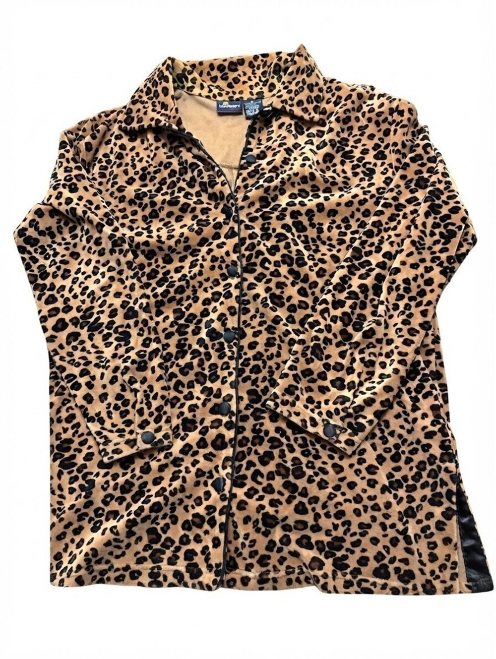 Liz Sport Leopard Print Velour Snap Jacket